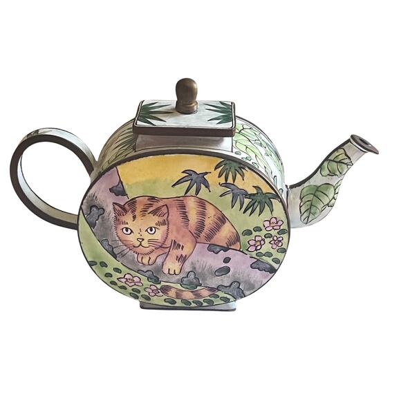 Vintage 1999 Kelvin Chen Copper Miniature Cat Teapot No. 55 - Collectible - Picture 1 of 16